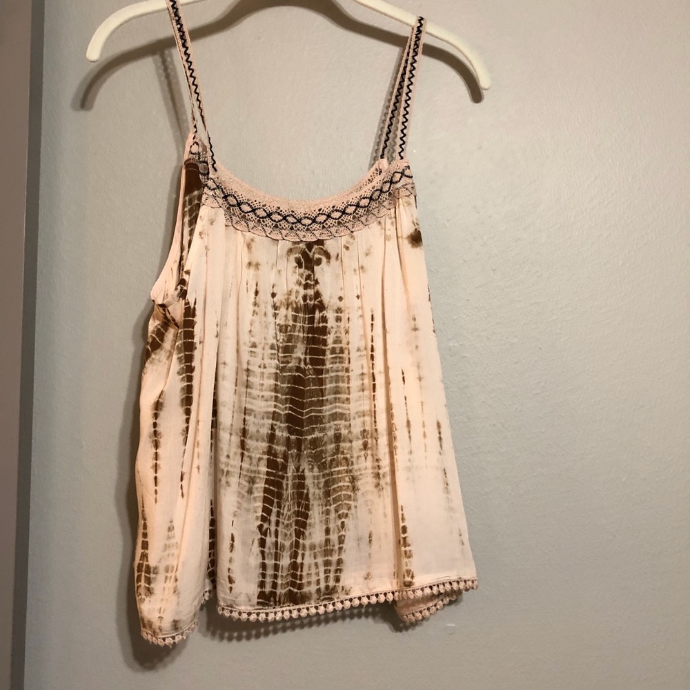 American Eagle soft pink and brown tie dye tank
